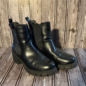Madden Girl Black Leather Ankle Boots